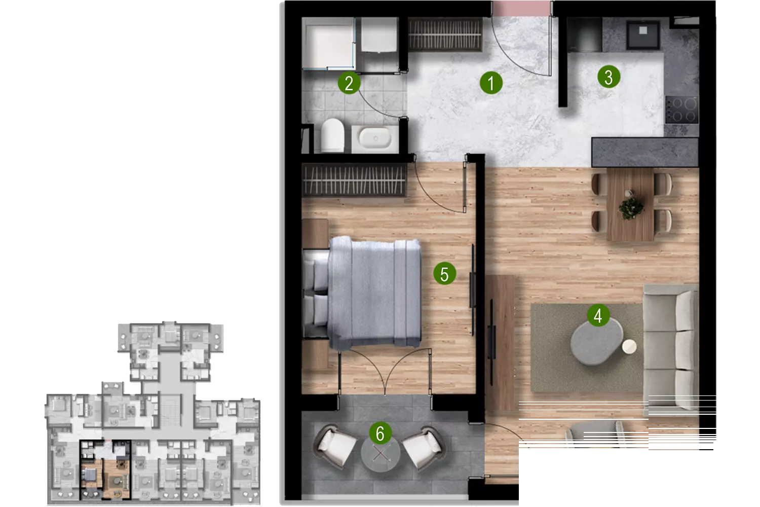 Апартаменты в Баре, Черногория, 36м2 - стоимость 70&nbsp;200€ - Ref: 81642 фото 6