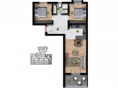 Апартаменты в Баре, Черногория, 36м2 - стоимость 70&nbsp;200€ - Ref: 81642 фото 2