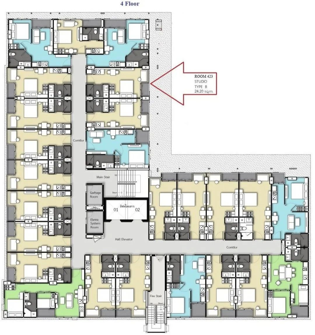 Апартаменты в Паттайе, Таиланд, 24м2 - стоимость 59&nbsp;722$ - Ref: 81707 фото 12