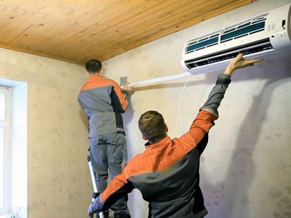 Die Installation der Klimaanlage in der Wohnung mit der fertigen Reparatur (ID:1)